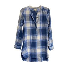 Old Navy Women’s Plaid Button Front Long Sleeve Tunic Blue Size SP